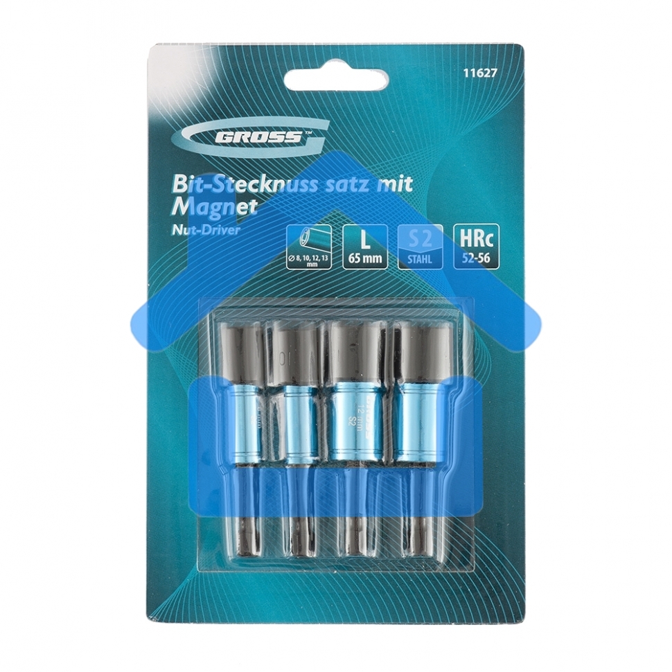 Набор головок GROSS 11627торцевых 8.10 12.13мм магнит. nut-driver s2