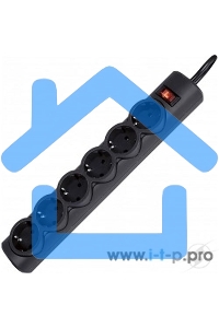 Сетевой фильтр Defender DFS 151 1.8 m, 6 розеток, черный