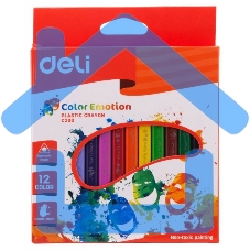 Мелки восковые Deli EC20000 трехгранные 12 цветов, коробка с европодвесом