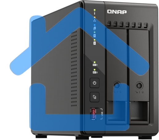 SMB QNAP TS-253E-8G NAS, 2-tray w/o HDD. 2xHDMI-port. 4-core Celeron J6412 2-2.6 GHz, 8Gb DDR, 2x2.5Gb LAN, 2 x M.2 2280 PCIe Gen 3 x2, 2x USB 3.2 Gen 2 (10Gbps) Port, 2x USB 2.0 port