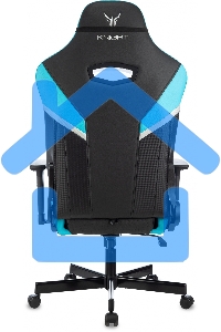 Кресло игровое Knight Thunder 5X черный/голубой эко.кожа крестов. металл