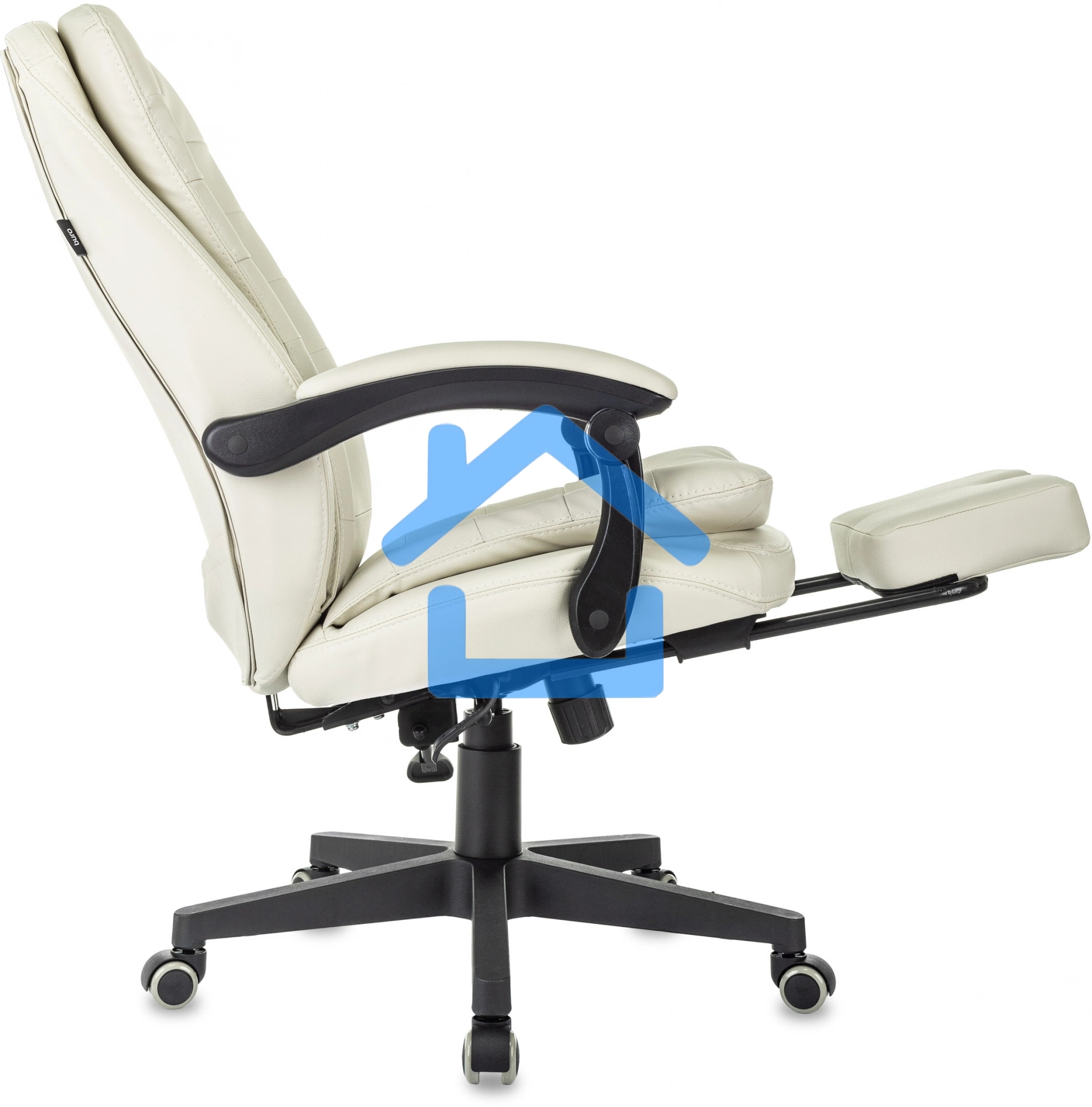 Кресло руководителя Бюрократ T-9950MSG-F слоновая кость эко.кожа, крестов. пластик подст. для ног