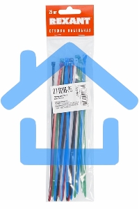 Хомут-стяжкa нeйлонoвая Rexant 200x3,6 мм, цветная, упаковка 25 шт.