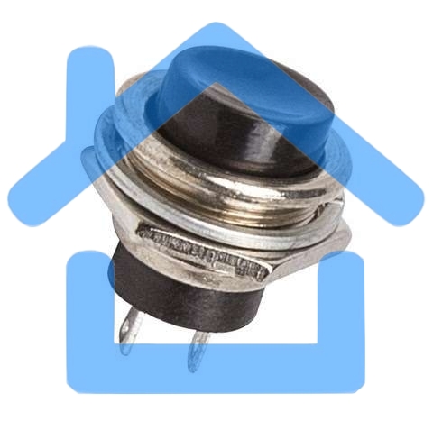 Выключатель-кнопка металл 250V 2А (2с) (ON)-OFF Ø16.2 черная Rexant