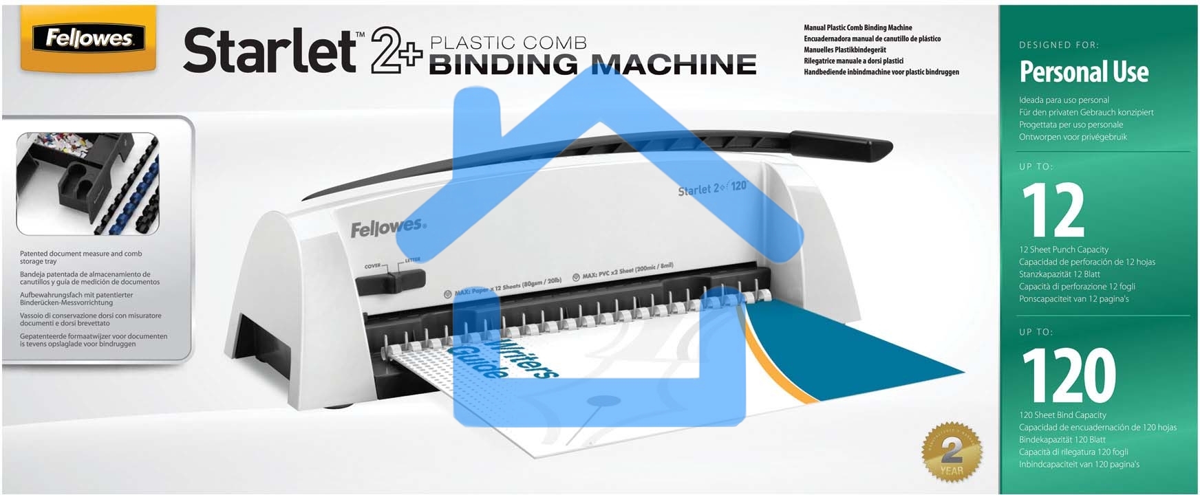 Переплетчик Fellowes Starlet 2+ (FS-52279) A4/перф.12л.сшив/макс.120л./пластик.пруж. (6-16мм)