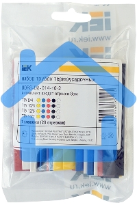 Набор трубок термоусадочных тонкостен. ТТУ 8/4; 10/5; 12/6; 14/7 (ЖЗ; С; К; Ч) 20х8см разноцвет. IEK UDRS-D8-D14-10-1