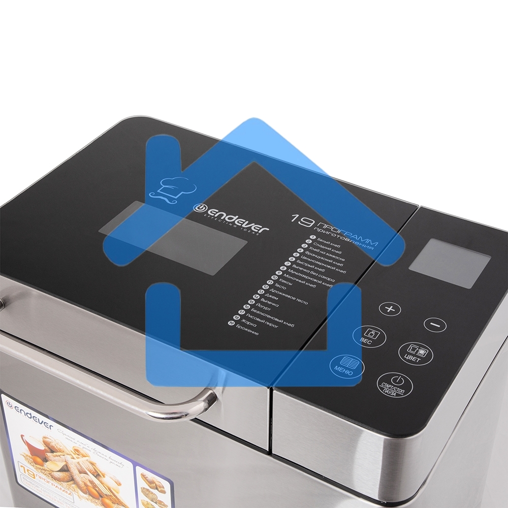 Хлебопечь Endever Skyline MB-53, 710Вт, 19 программ, таймер 15ч, сохранение уст. прогр., авт. термостат, автоподогрев 60 мин