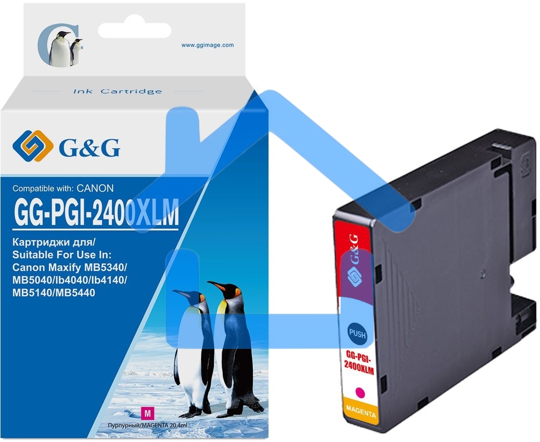 Картридж струйный G&G GG-PGI-2400XLM (PGI-2400XL M) пурпурный (20.4 мл) для Canon Maxify iB4040/iB4140/МВ5040/MB5140/МВ5340/MB5440