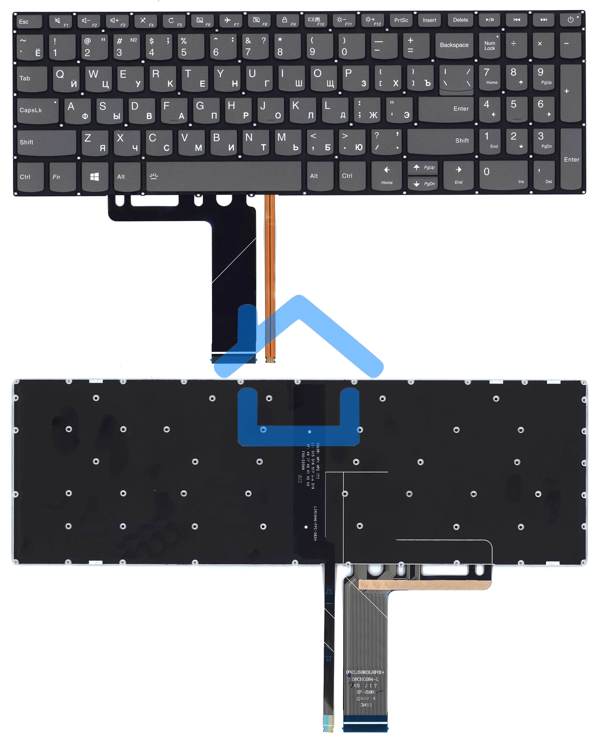 Клавиатура для ноутбука Lenovo IdeaPad 320-15ABR 520-15IKB черная с подсветкой