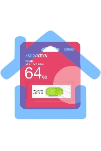 Флешка USB ADATA UV320 (AUV320-64G-RWHGN), 64 Gb, USB 3.2 Gen1, R/W 100/30, белый/зеленый