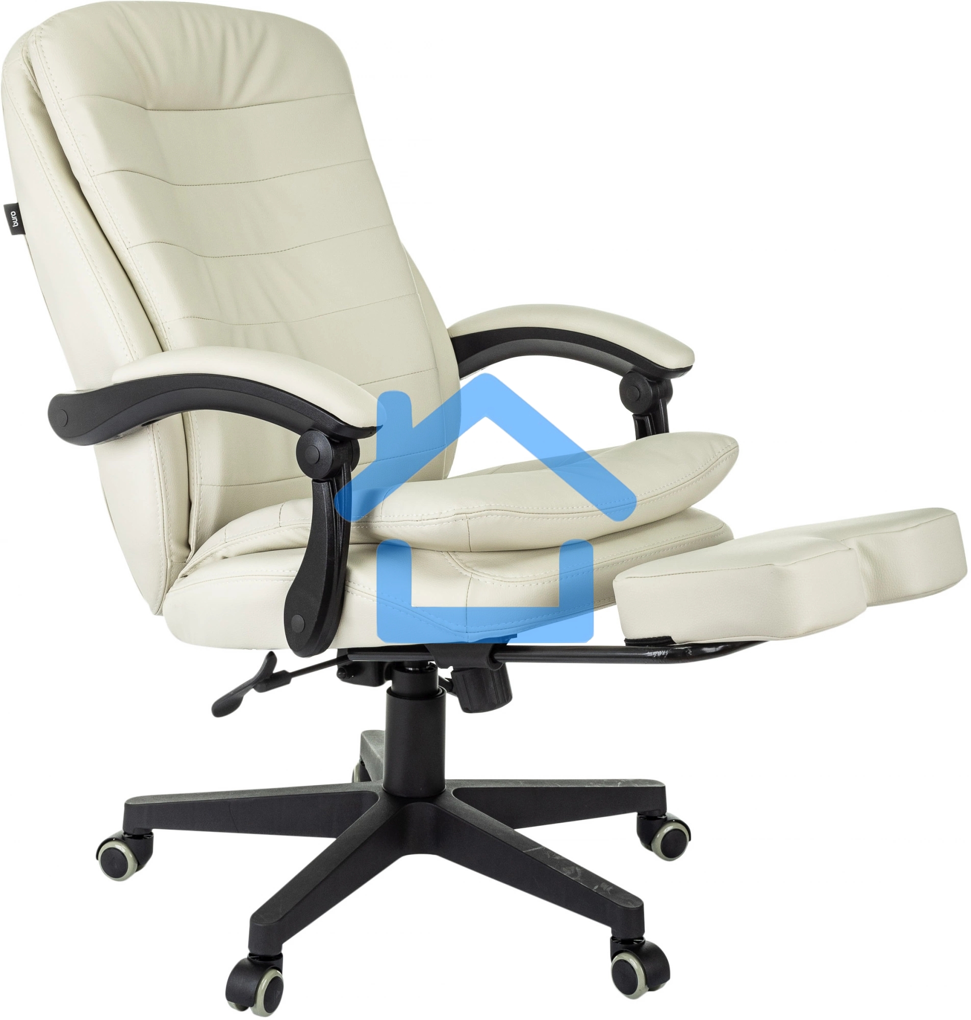 Кресло руководителя Бюрократ T-9950MSG-F слоновая кость эко.кожа, крестов. пластик подст. для ног