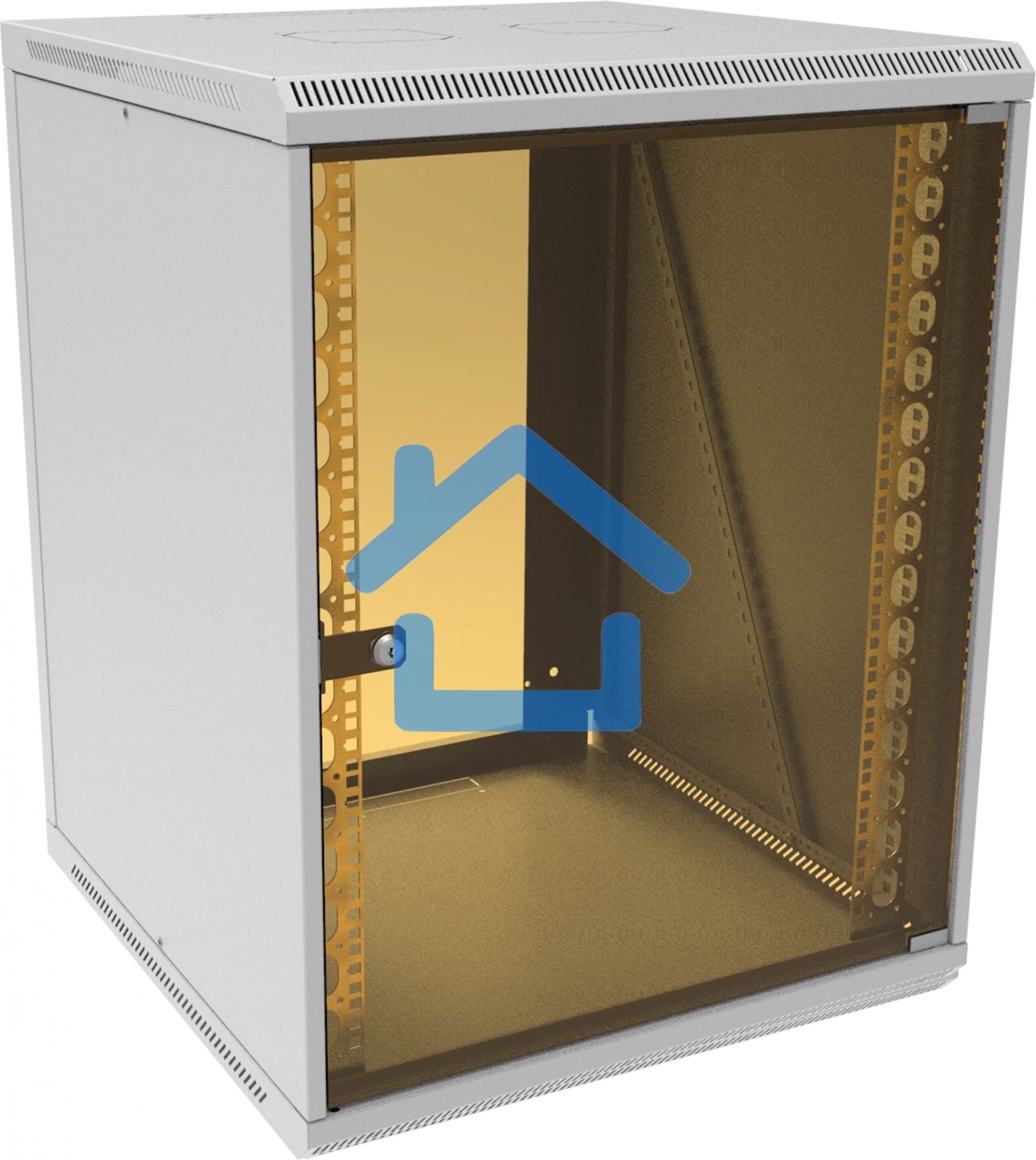 Шкаф коммутационный Suprlan (05-1503) настенный 15U 600x450мм пер.дв.стекл направл.под закл.гайки 70кг RAL 7035 25.1кг 750мм