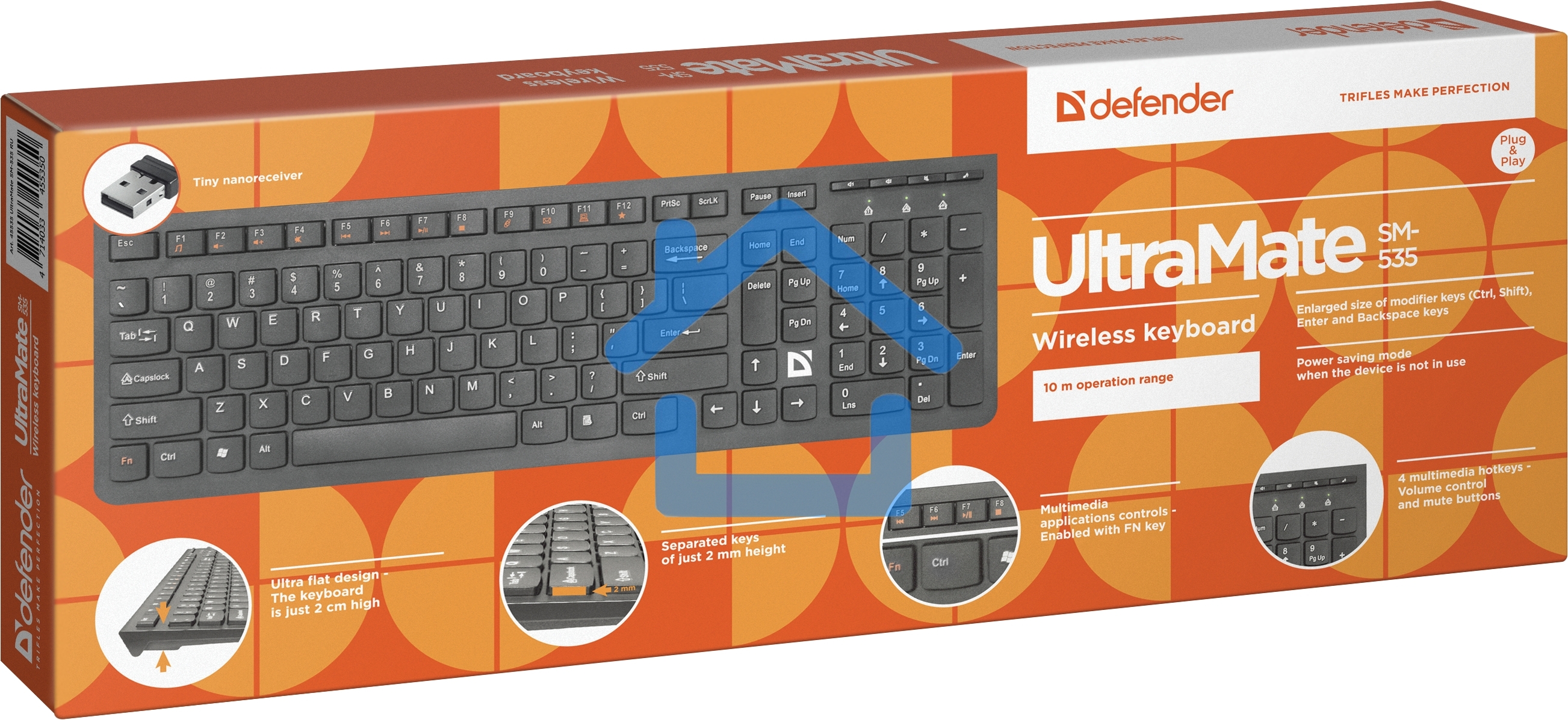 Клавиатура Defender ULTRAMATE SM-535 RU беспроводная USB, радиоканал, черный