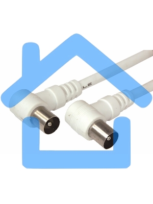 Шнур ТВ штекер - ТВ штекер, угловой, длина 1,5 м етра, белый Rexant 18-0112