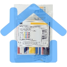 Набор трубок термоусадочных тонкостен. ТТУ 8/4; 10/5; 12/6; 14/7 (ЖЗ; С; К; Ч) 20х8см разноцвет. IEK UDRS-D8-D14-10-1