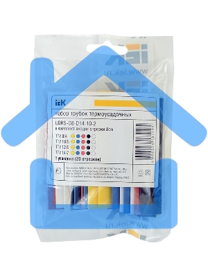 Набор трубок термоусадочных тонкостен. ТТУ 8/4; 10/5; 12/6; 14/7 (ЖЗ; С; К; Ч) 20х8см разноцвет. IEK UDRS-D8-D14-10-1