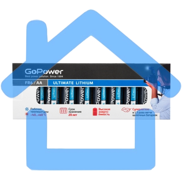 Батарейка GoPower FR6 AA BOX10 Lithium 1.5V