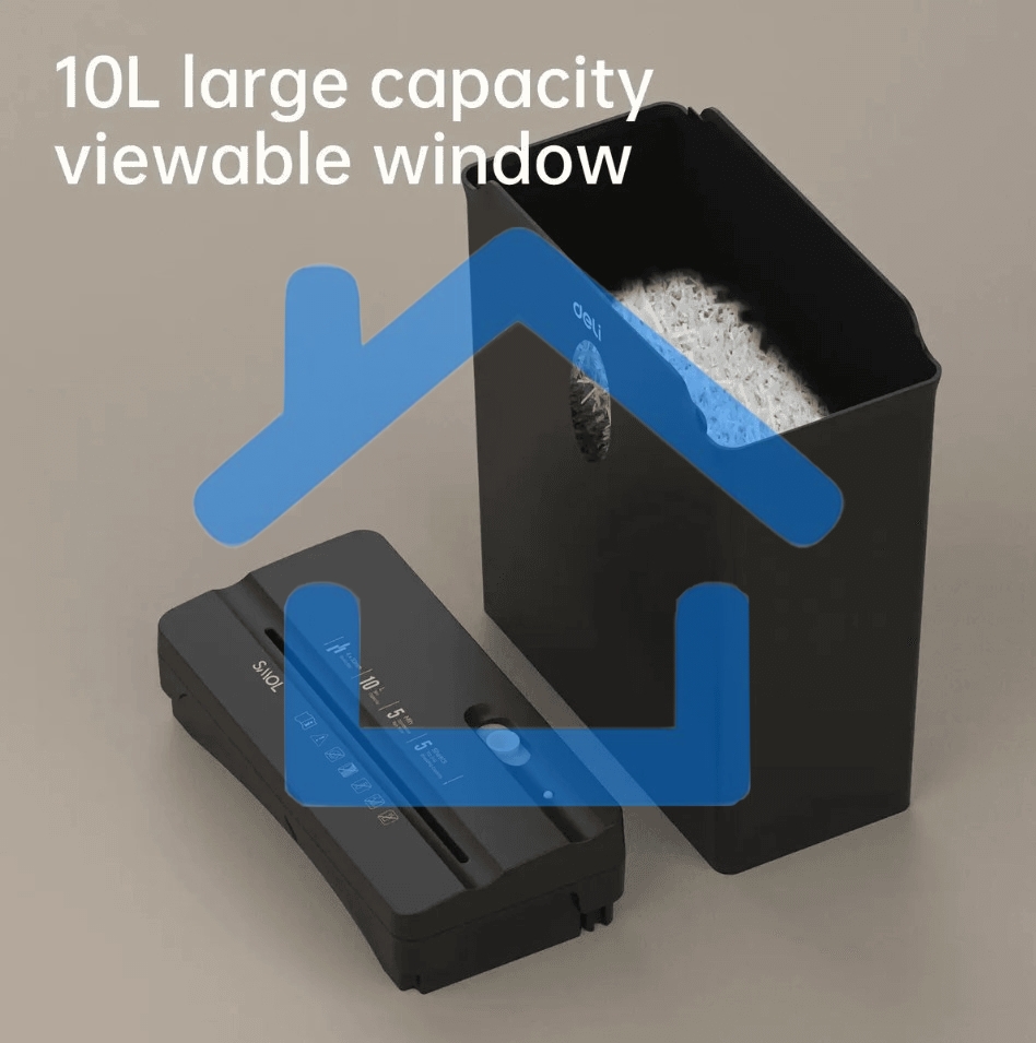 Шредер Deli ET014 черный с автоподачей (секр.P-4) фрагменты 5лист. 10лтр. пл.карты