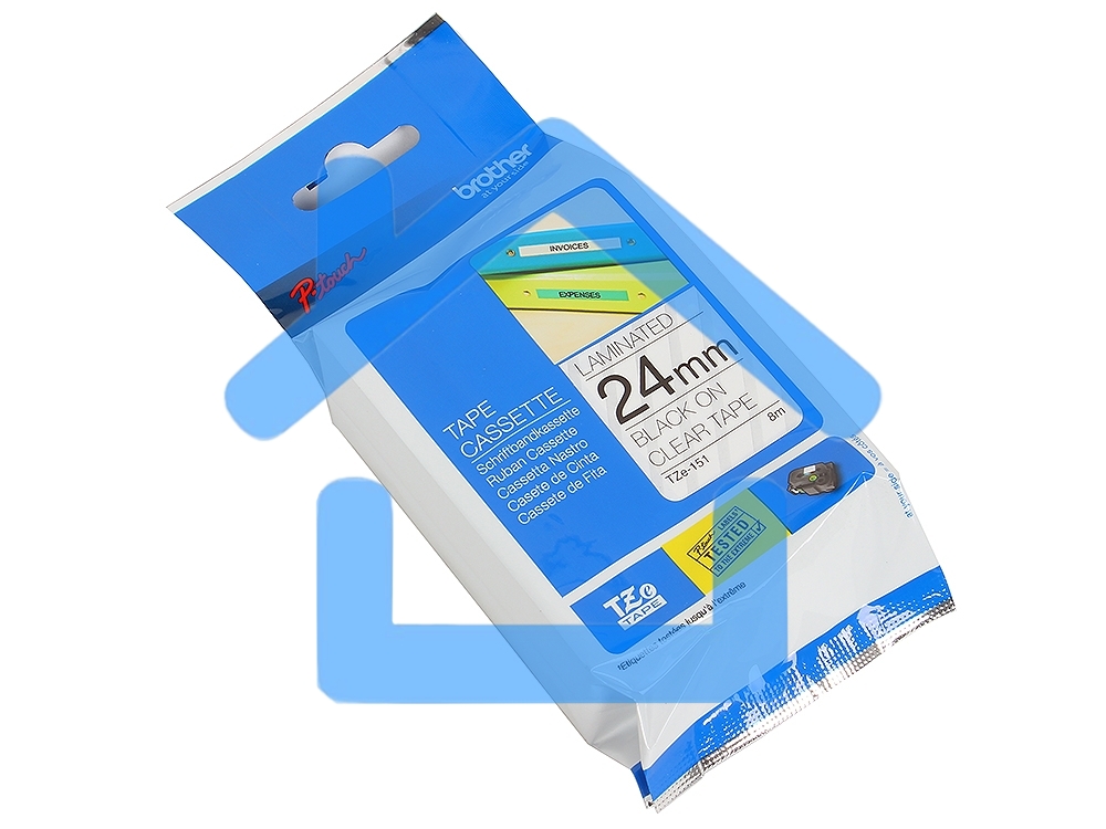 Картридж Brother TZ-E151 24 мм, 8 м, черный шрифт, прозрачный фон, для BROTHER P-Touch