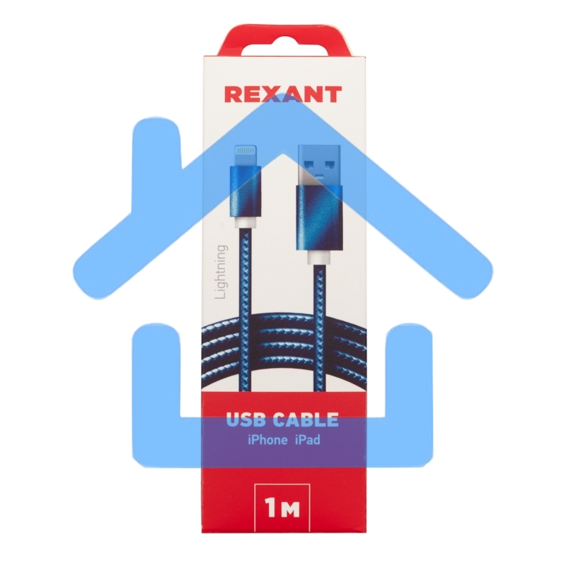 Кабель Rexant USB-Lightning 1 м, синяя нейлоновая оплетка