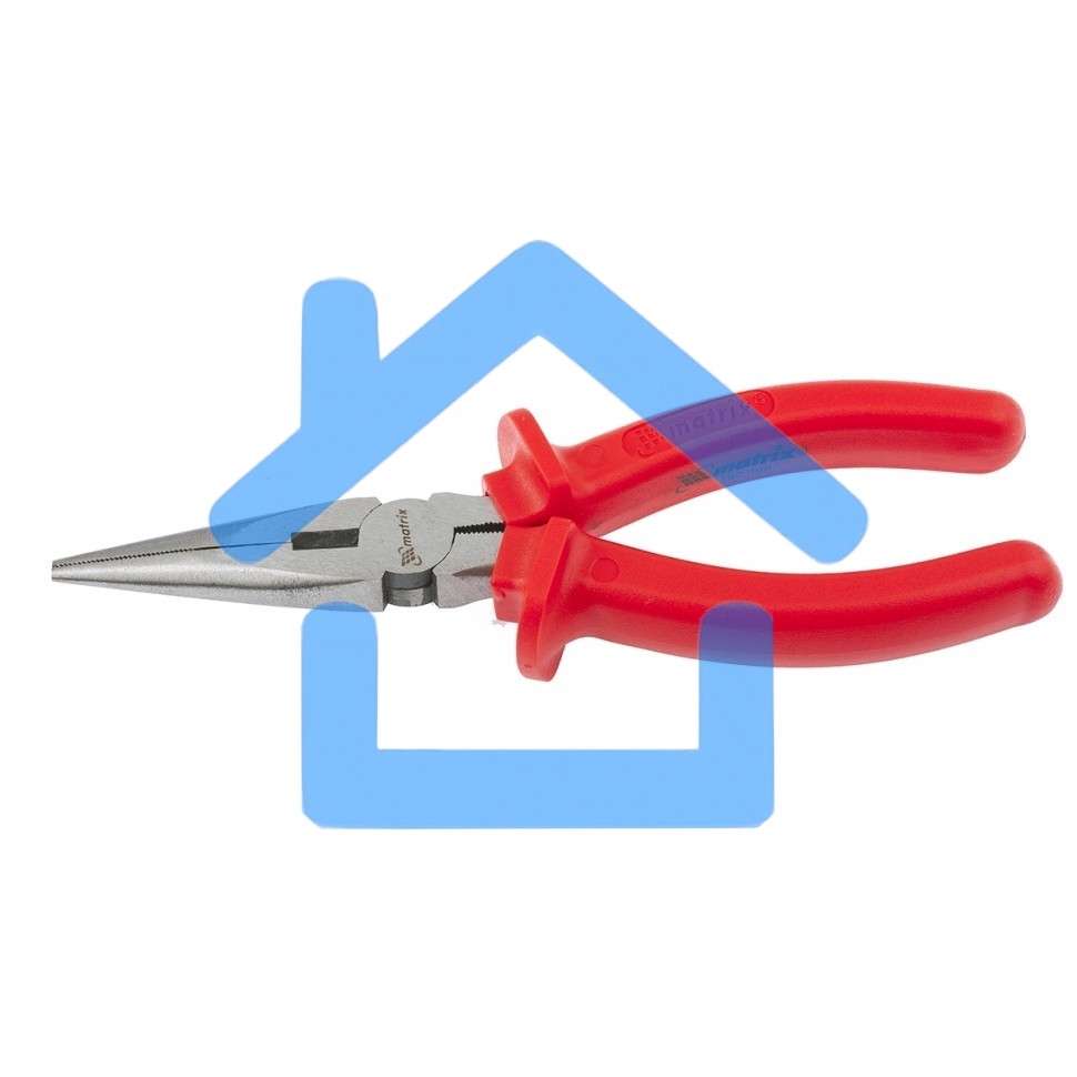 Длинногубцы Matrix Econom, 200 мм, прямые шлифованные, пластмассовые рукоятки