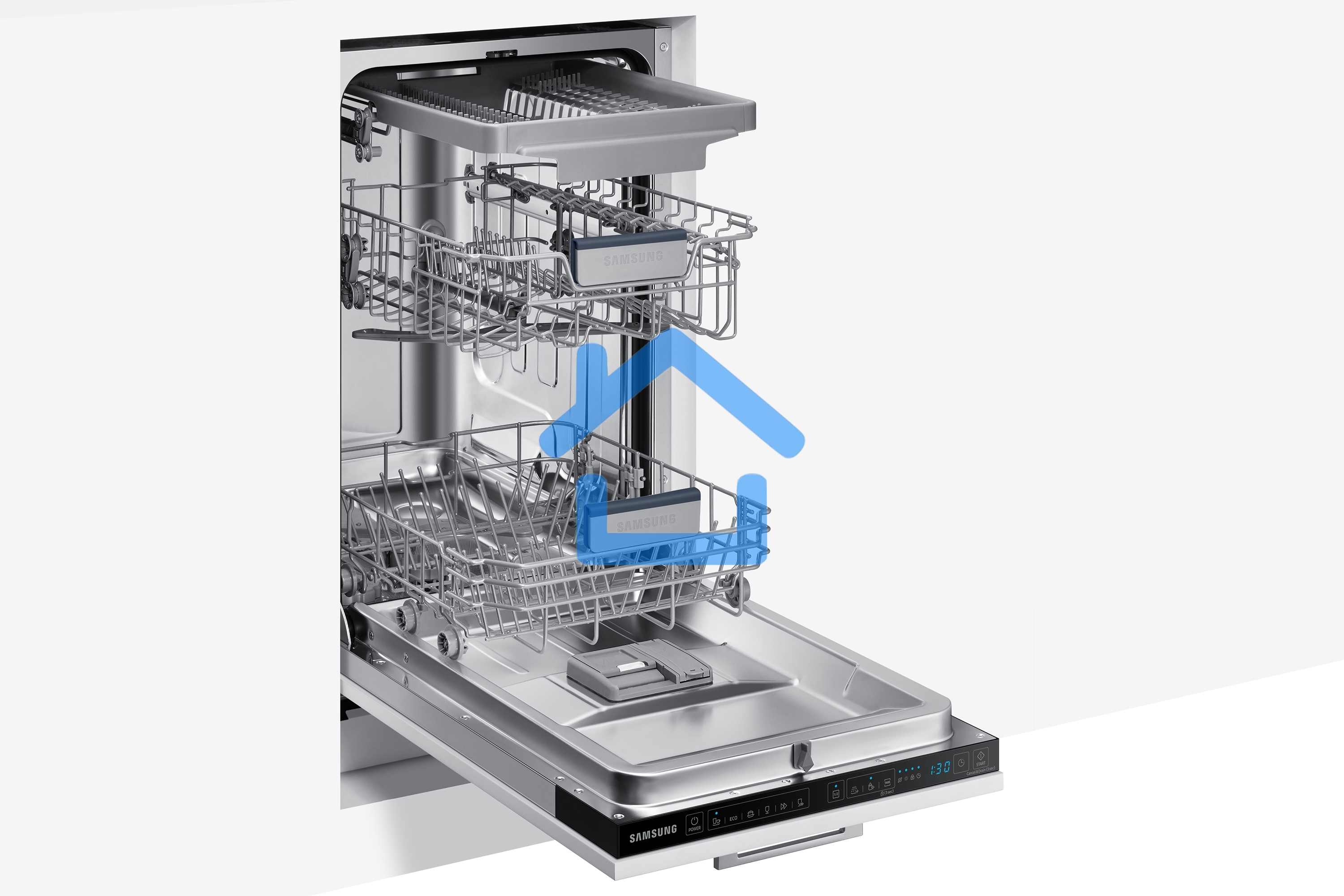 Встраиваемая посудомоечная машина Samsung DW50R4050BB/WT, черный, 45 см, 10 компл., 46 дБ, класс A+
