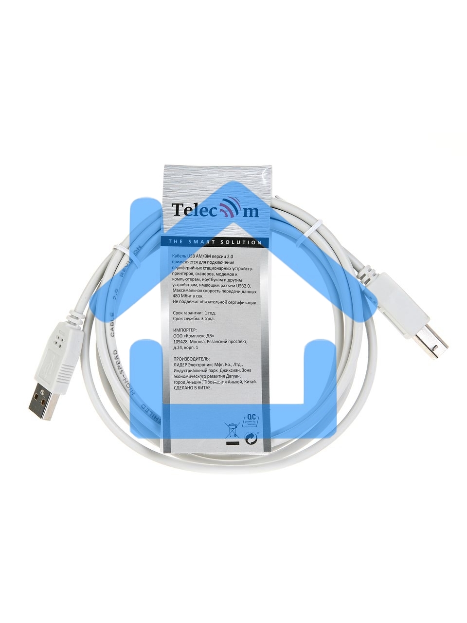 Кабель AM/BM USB2.0 1.8м TELECOM, TC6900-1.8M 