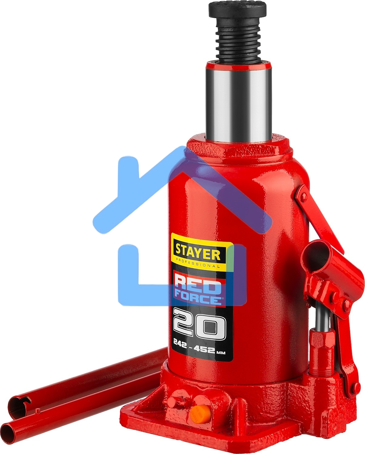 Домкрат STAYER 43160-20_z01 гидравлический бутылочный red force 20т 242-452мм