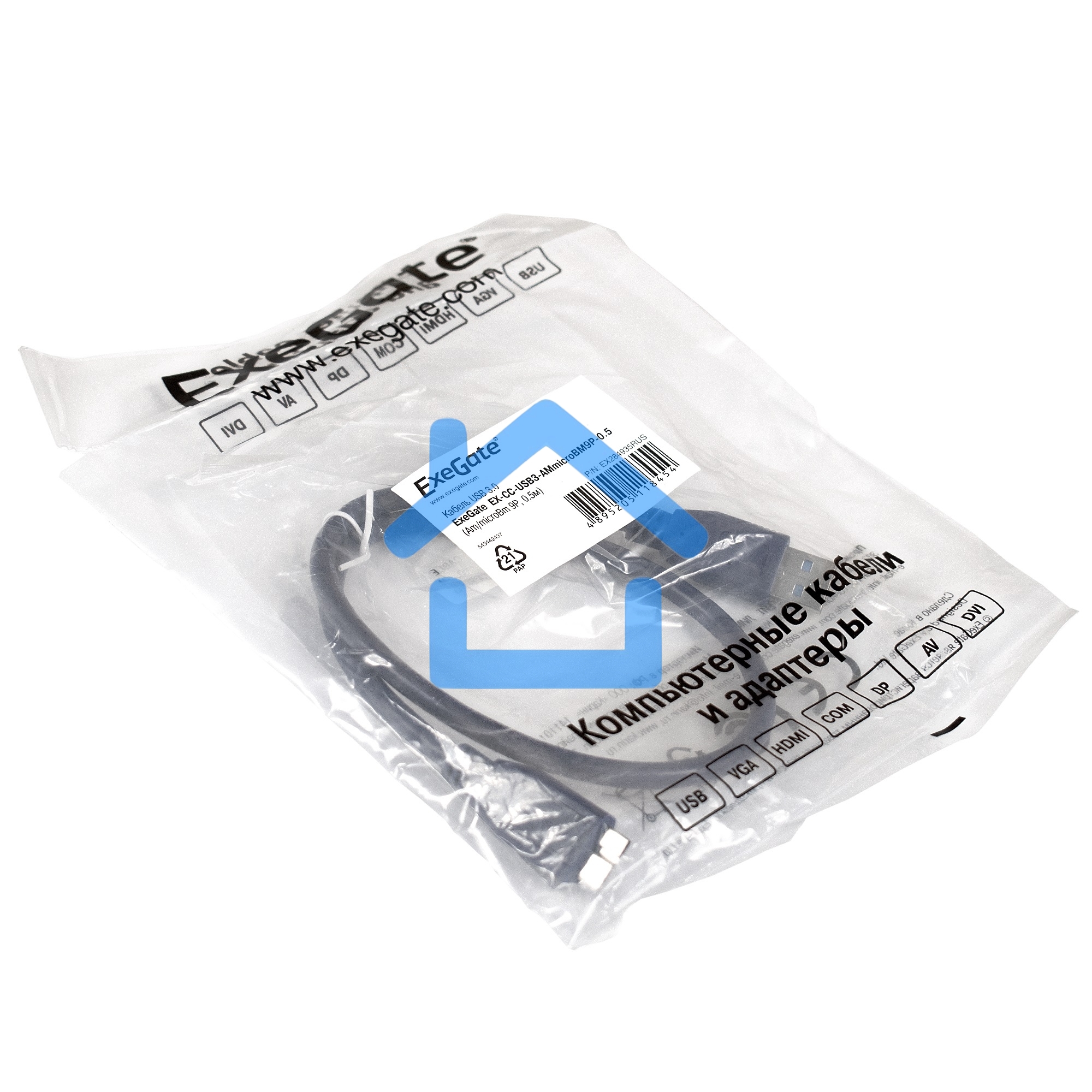 Кабель ExeGate EX284935RUS USB 3.0 ExeGate EX-CC-USB3-AMmicroBM9P-0.5 (Am/microBm 9P, 0,5м)
