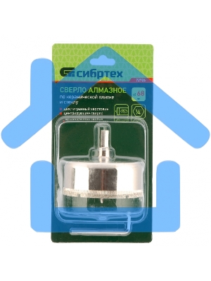 Сверло по керамической плитке и стеклу, 68 х 55 мм, 6 гр.хв-к, с центр. сверлом Сибртех
