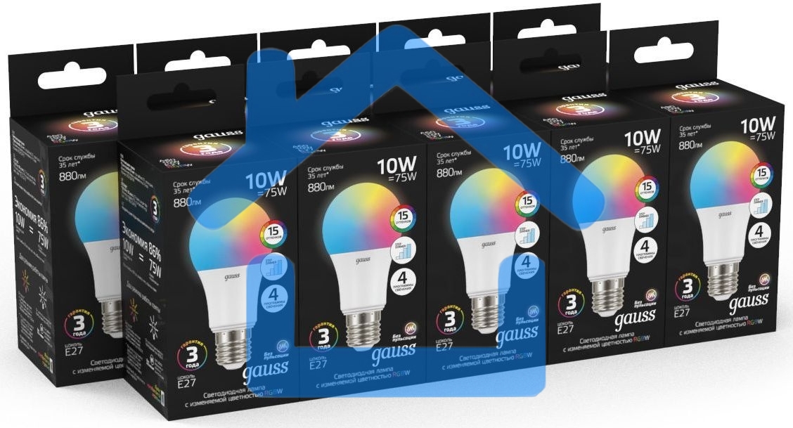 Лампа A60 10W E27 RGBW димирование LED 1/50