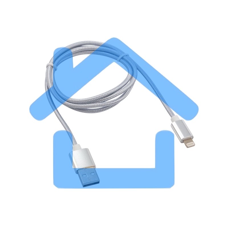 Кабель Rexant USB-Lightning 1 м, серебристая нейлоновая оплетка