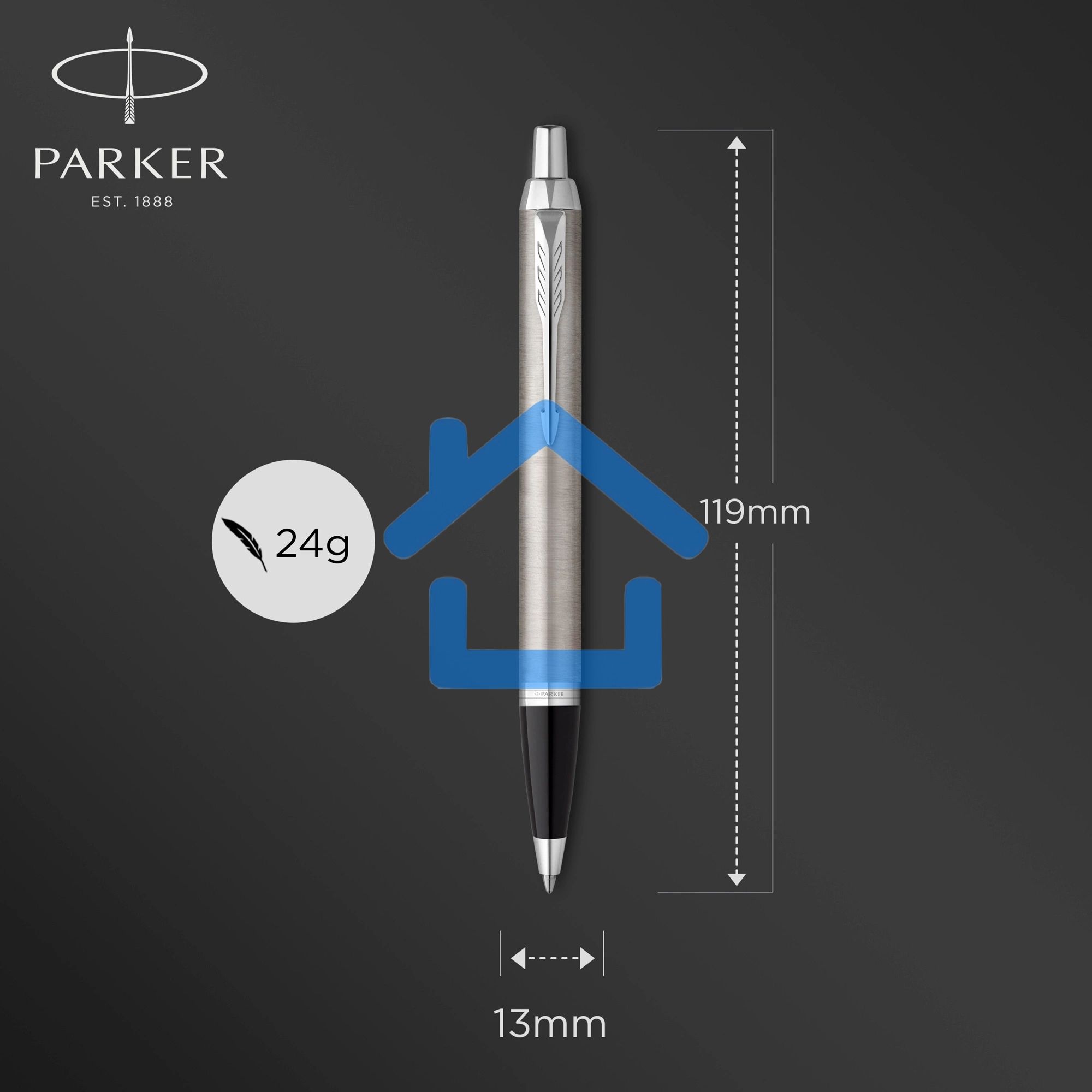 Ручка шариковая Parker IM Essential K319 (CW2143631) Brushed Metal CT M, синие чернила, подарочная коробка