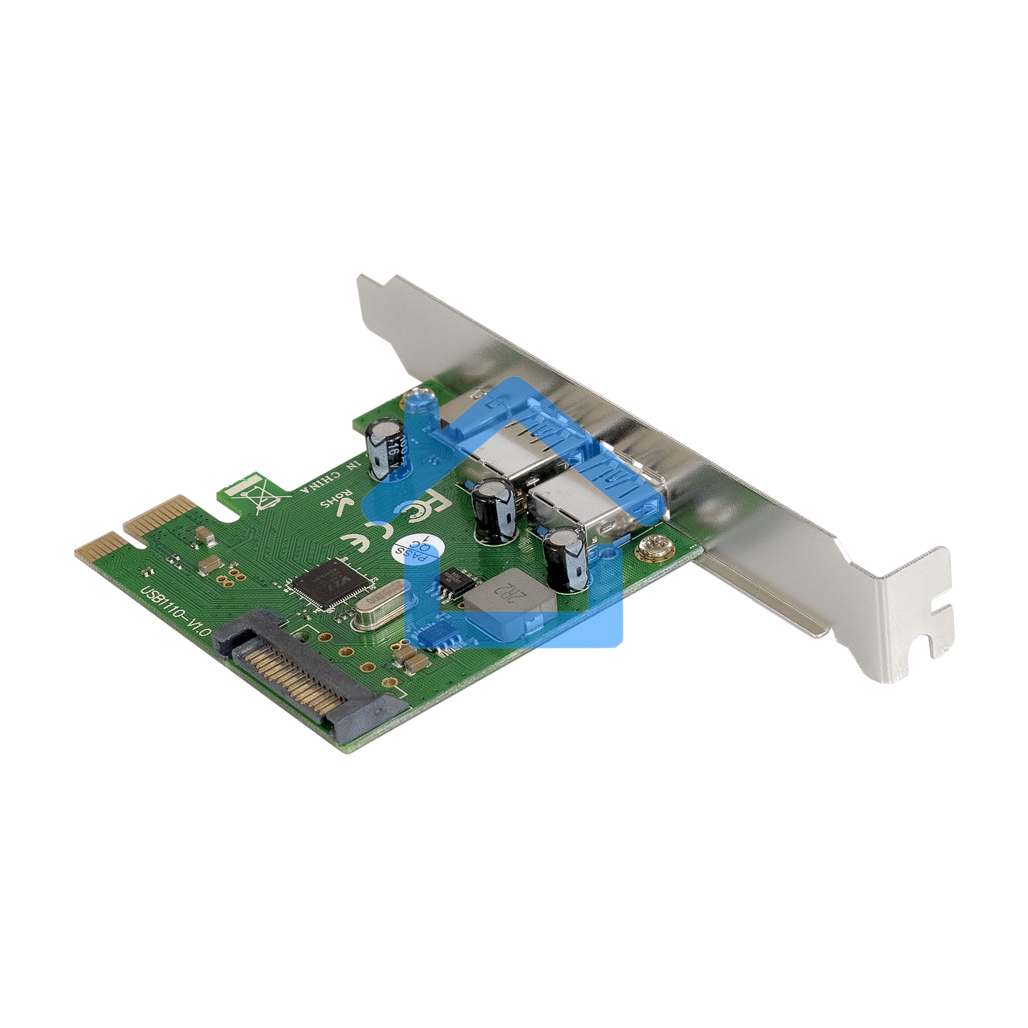 Контроллер ExeGate EXE-323 PCI-E 2.0, 2*USB 3.0 ext + 1*Type-C, разъем доп.питания (OEM)