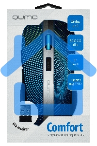 Мышь беспроводная Qumo Comfort M18 черный, 2400 dpi, радиоканал, USB, кнопки - 6