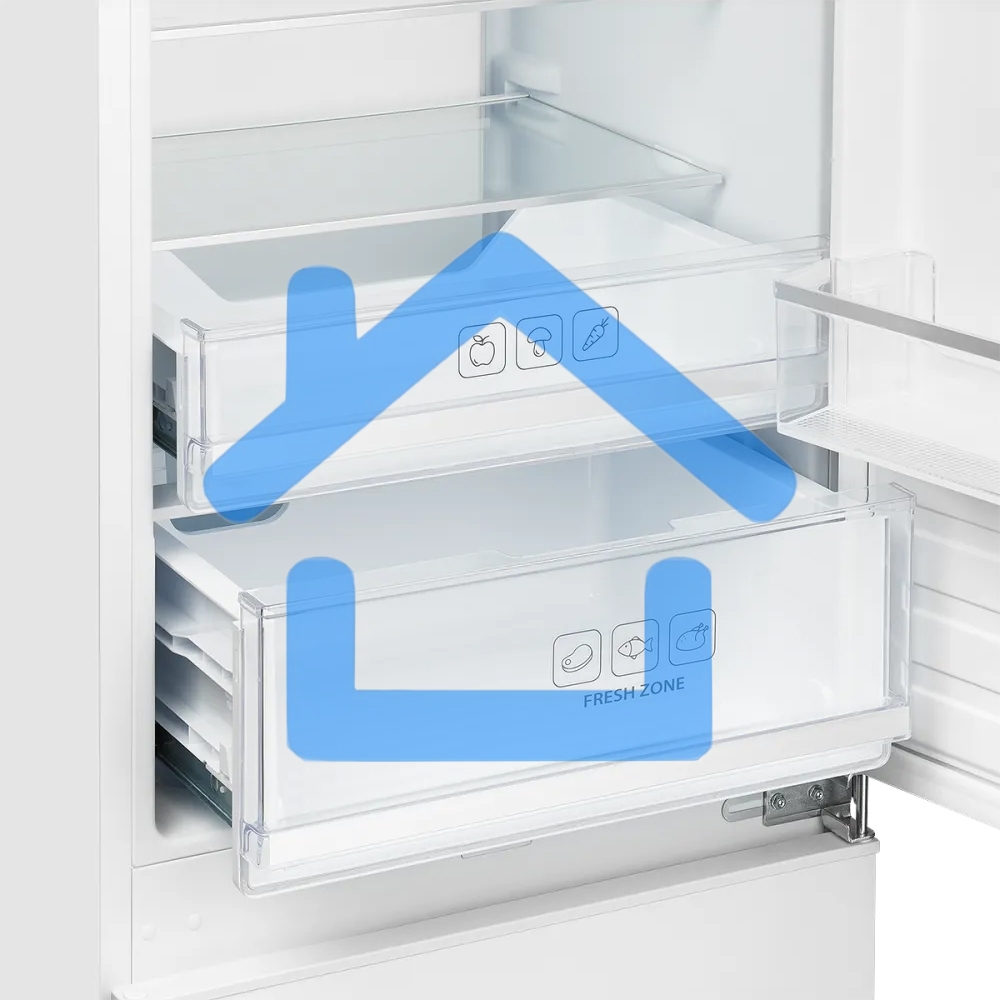 Встраиваемый холодильник Kuppersberg RBN 1760, High-Tech, объем 237 л, скользящий фасад, электронное управление, No Frost, антибактериальный пластик, звуковой сигнал при открытой дверце, перенавешиваемые двери, LED освещение, уровень шума 41 дБ, энергоэфф