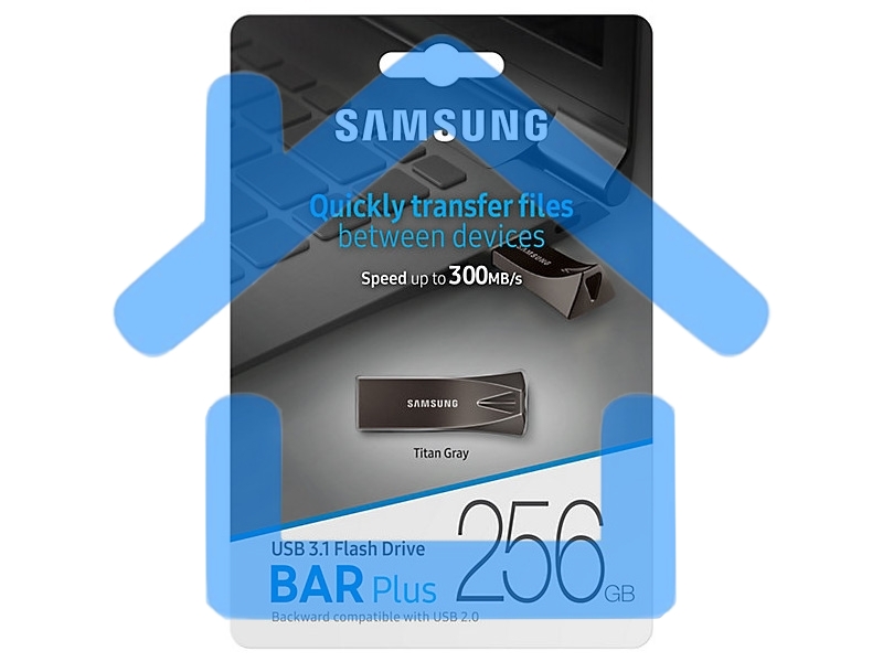 Внешний накопитель 256Gb USB Drive USB 3.1 Samsung BAR Plus (up to 300Mb/s) (MUF-256BE4/APC)