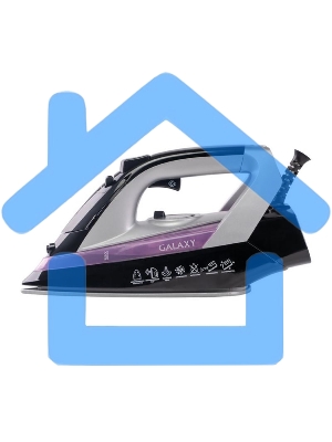 Утюг Galaxy Line GL 6128, фиолетовый с черным, паровой, 2200 Вт, постоянный пар 30 г/мин, паровой удар 140 г/мин, функции: самоочистка, антикапля, антинакипь, функция увлажнения, вертикальное отпаривание, защита от перегрева, индикатор нагрева, керамическ