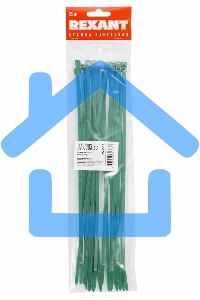 Хомут-стяжкa нeйлонoвая Rexant 300x4,8 мм, зеленая, упаковка 25 шт.