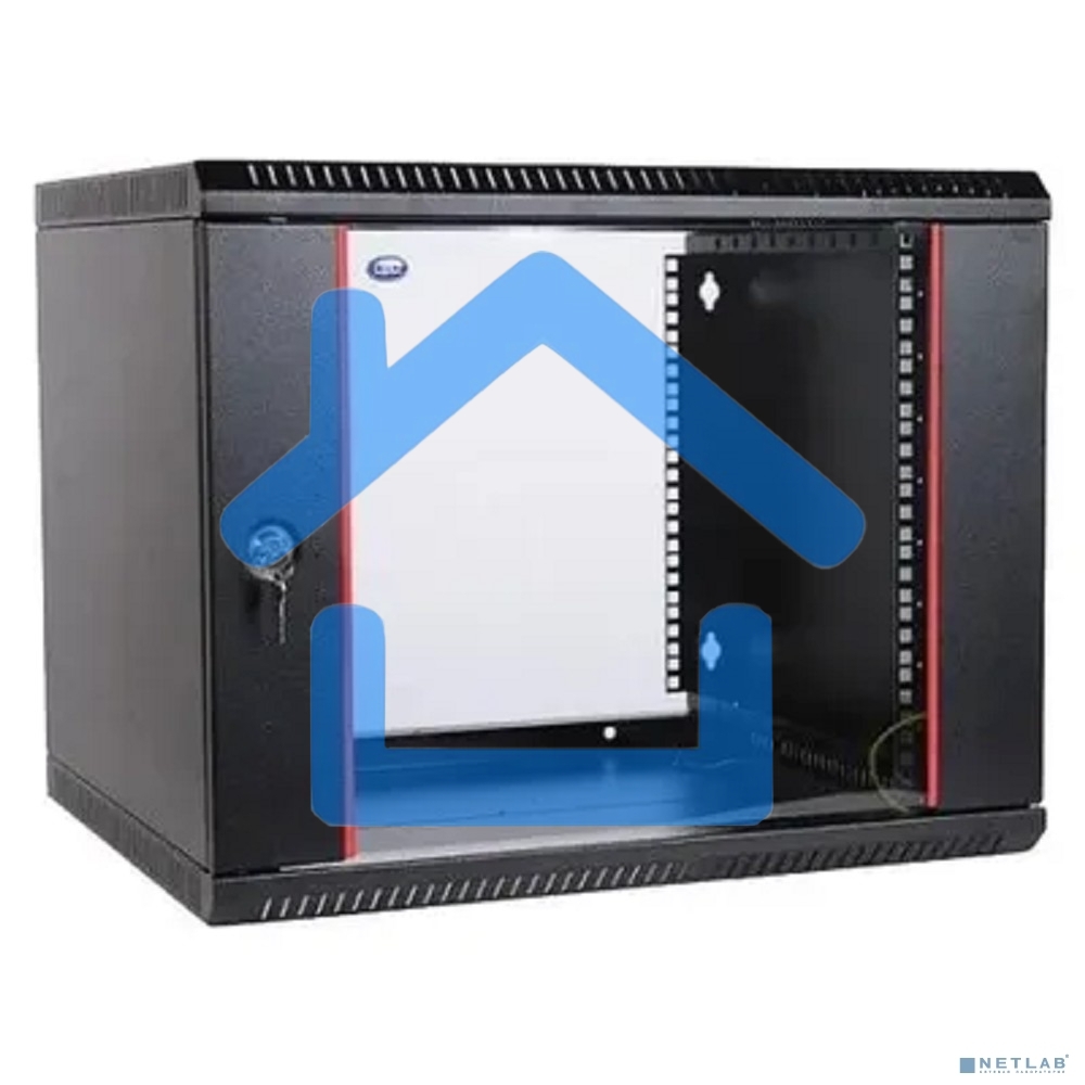 Шкаф телеком. настенный разборный 6U (600х650) дверь стекло,цвет черный (ШРН-Э-6.650-9005) (1 коробка)