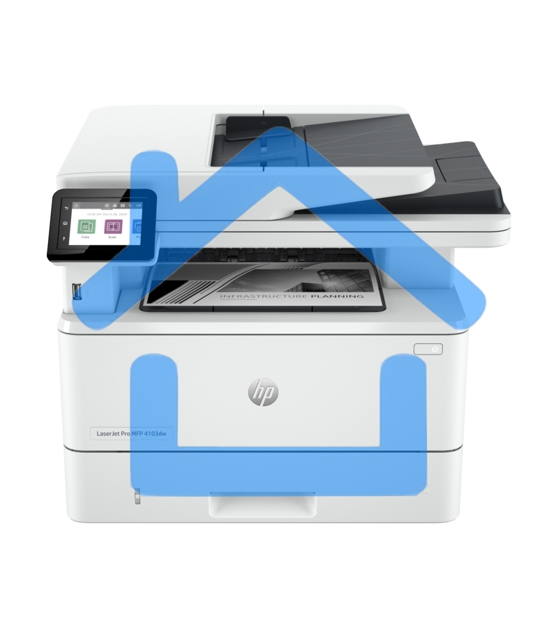 МФУ лазерное HP LaserJet Pro 4103dw (2Z627A), A4, ч/б, печ. до 40 стр/мин., скан. до 29 стр/мин. (ч/б) 20 стр/мин. (цвет), 1200 x 1200 dpi, USB, RJ-45, Wi-Fi, Air Print, Mopria