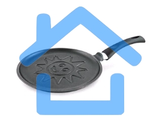 Сковорода блинная НЕВА МЕТАЛЛ ПОСУДА 6224Сл (Солнце) блинная д.24(Дизайн корпуса сковороды разработан так, чтобы при выпекании не нарушалась целостность блина, и красиво румянился рисунок. Антипригарное покрытие изделий - на водной основе, изготовлено без