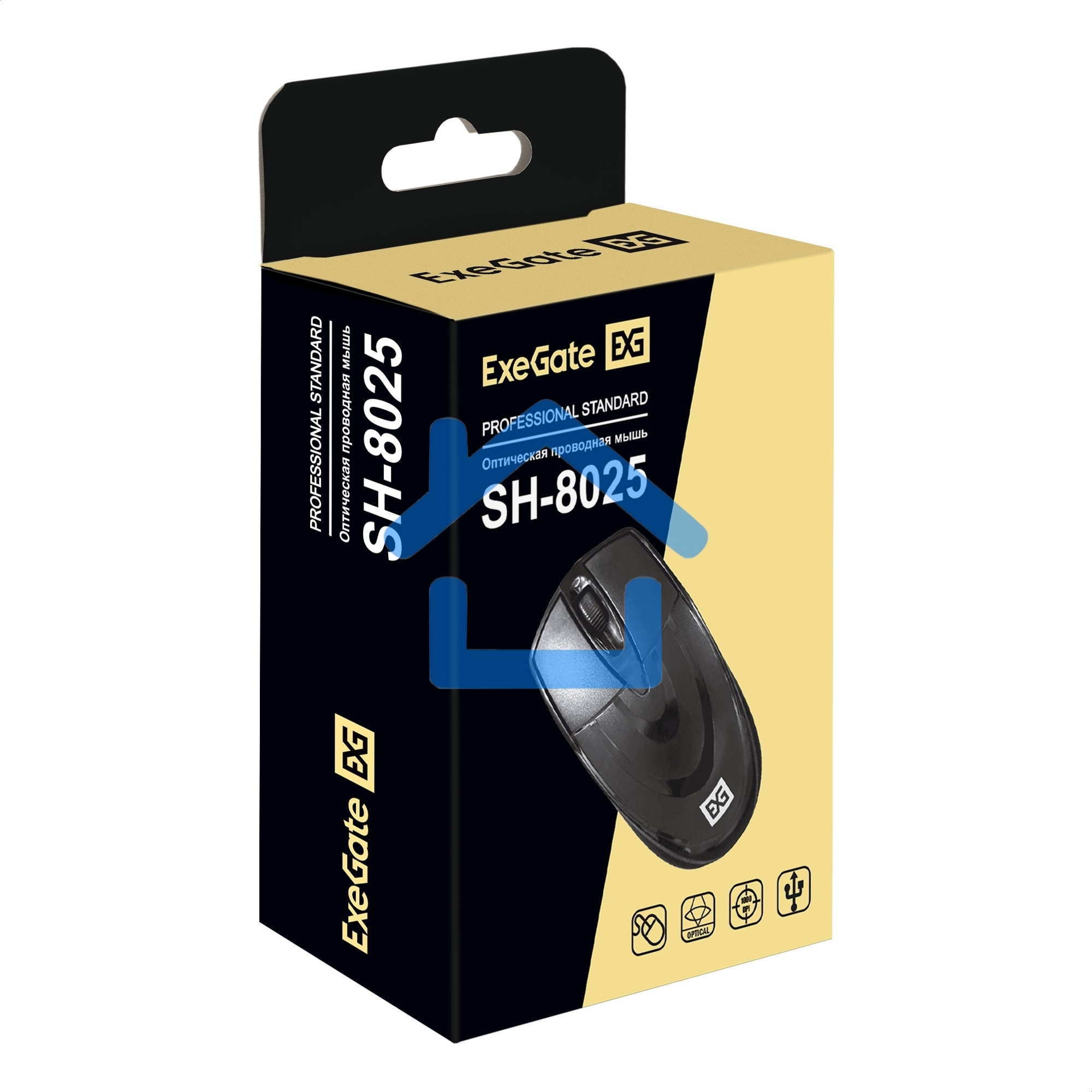 Мышь проводная ExeGate Professional Standard SH-8025 черный, 1000 dpi, USB, кнопки - 3