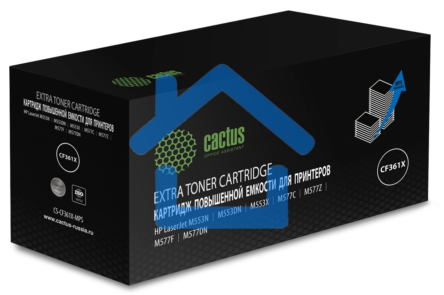 Картридж лазерный Cactus CS-CF361X-MPS, CF361XX голубой (18000 стр.) для HP CLJ M552dn/M553dn/M553N/M553x