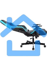 Кресло игровое Knight Thunder 5X черный/голубой эко.кожа крестов. металл