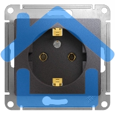 Механизм розетки 1-м Glossa 16А 250В с заземл. графит SchE GSL001343