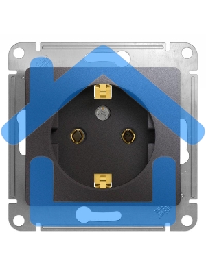 Механизм розетки 1-м Glossa 16А 250В с заземл. графит SchE GSL001343