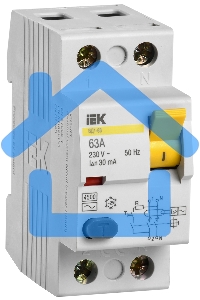 Выключатель дифференциального тока (УЗО) Iek MDV10-2-063-030 ВД1-63 2Р 63А 30мА ИЭК