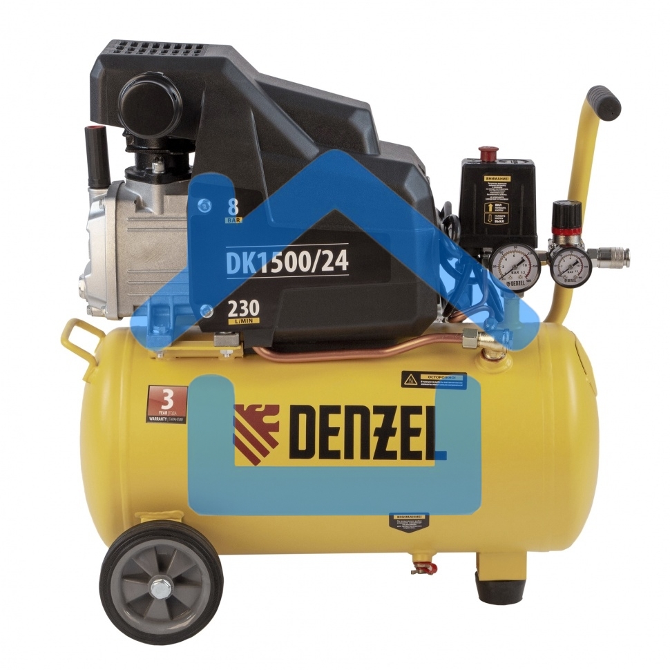 Компрессор Denzel воздушный DK1500/24,Х-PRO 1,5 кВт, 230 л/мин, 24 л 58063