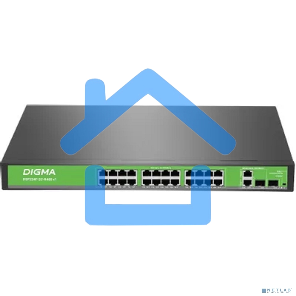 Коммутатор Digma DSP224F-2C-R400 V1 (L2) 24х100Мбит/с 24PoE